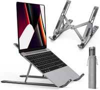 Laptop Stand, Foldable Laptop Stand to Raise 6 Angles Adjustable, Non-Slip Aluminium Ventilated Stand Compatible with Laptop, Tablet - Grey