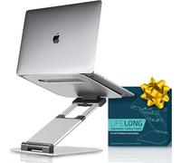 Laptop Stand for Desk, Ergonomic Sit to Stand Laptop Holder Convertor, Adjustable Height from 2.1" to 13.8", Supports up to 22lbs, Compatible with MacBook, All Laptops Tablets 11-17" - Silver