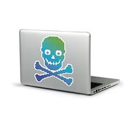 Laptop Stickers By Big Mouth Autocollant pour Ordinateur Portable Motif tête de Mort et os croisés (Bleu et Blanc) Sticker Size 7" Bleu/Blanc