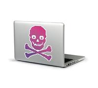 Laptop Stickers By Big Mouth Autocollant pour Ordinateur Portable Motif tête de Mort et os croisés Rose et Blanc Sticker Size 15" Blanc