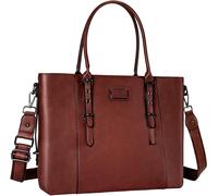 Laptop Tote Sac(17-17,3 Pouces), Pu Cuir Mallette Sac Bandoulière Compatible Avec Macbook & Notebook Grande Capacité Avec Compartiment Rembourré, Marron[PCOM4284717] Marron