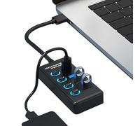 Laptop USB Hub, Multiport Splitter Adapter, 3.7x0.83x1.65in Fast Charging Expander, Compact Data Transfer Design, Multifunctional Connector for Tablets, Hard Drives, Computer