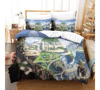 Laputa Castle In The Sky Ensemble De Housse De Couette Imprim¿¿ D Avec Taie D'oreiller ¿¿ Fermeture ¿¿ Glissi¿¿Re Ensemble De Literie En Microfibre Douce