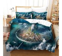 Laputa Castle In The Sky Ensemble De Housse De Couette Imprim¿¿ D Avec Taie D'oreiller ¿¿ Fermeture ¿¿ Glissi¿¿Re Ensemble De Literie En Microfibre Douce