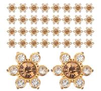 LAPYAPPE 100 pièces 13mm fleur en strass à facettes bouton 3D pour couture bricolage décoration verre vêtements manteau accessoires couleur dorée claire 100pcs