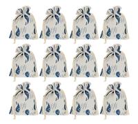 LAPYAPPE 12pcs Pochettes de Rangement pour Bijoux en Tissu Bleu Fermeture à Cordon, Motif Baleine, pour Fête à Domicile et Emballage Présent Pratique