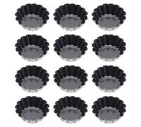 LAPYAPPE 12pièces Set de Moules à Mini Tartelettes Acier Antiadhésif Moules Réutilisables Forme de Fleur pour Cupcakes Tartes et Muffins Ustensiles de Pâtisserie DIY