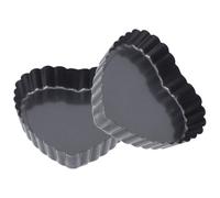 LAPYAPPE 2 Pièces Moule à Pizza Cœur Antiadhésif en Acier au Carbone Noir | Fond Amovible, Bords Ondulés, pour Crêpes et Cuisson au Four, Surface Lisse Brillante