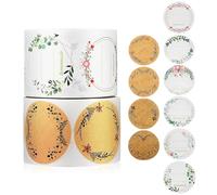 LAPYAPPE 2rouleaux Étiquettes Autocollantes Kraft à Motif Couronne Végétale Stickers Cadeaux Auto-adhésifs pour Sacs Cartes et Enveloppes