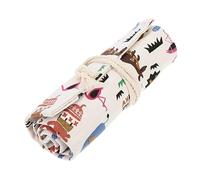 LAPYAPPE 48trous Trousse à Crayons Enroulable Toile Sac De Rangement Pratique pour Crayons De Couleur Compartiments pour Artistes Et Étudiants