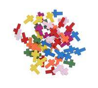 LAPYAPPE 50 Breloques de Croix en Bois Léger Perles Percées Latéralement pour Bricolage et École du Dimanche, Accessoires pour Colliers Faits Main Couleur Aléatoire