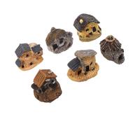 LAPYAPPE 6 Pièces Figurine Maison Miniature en Résine, Cottage de Jardin, Décoration Maison Mini, Couleur Café, Style Rustique, pour Rebords de Fenêtre et Aménagement Paysager,