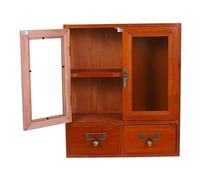 LAPYAPPE Armoire Murale Vintage en Bois Marron Grosse Capacité et Double Portes, Meuble de Rangement Décoratif pour Chambre Cuisine