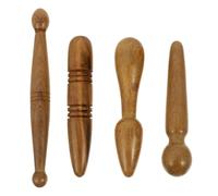 LAPYAPPE Baguette de Gua Sha en Bois de Marron 4 Pièces, Masseur de Tête Lisse pour Acupression et Relaxation Musculaire, Favorisant la Circulation Sanguine