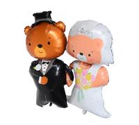 LAPYAPPE Ballons Décoratifs en Film D'aluminium D'ours Mariés 2pcs pour Décorations de Mariage et Saint-valentin Gonflage Pratique et Longue Durée
