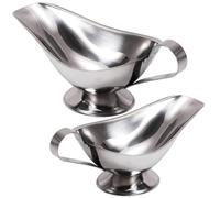 LAPYAPPE Barquettes à Sauce Style Simple et Élégant en Acier Inoxydable Argenté Lot de 2 pour Servir Vinaigrettes et Bouillons Cuisine ou Restaurant Occidental