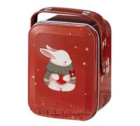 LAPYAPPE Boîte à Bonbons en Tôle Rouge Portable Motif Lapin pour Pâques, Boîte à Biscuits Délicate pour Emballage de Friandises et Chocolats