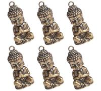 LAPYAPPE Bouddha Ornement Artisanal Créatif Lot de 6 Pendentifs en Laiton Rétro, Base Plate et Gain de Place pour Porte-clés, Décoration Salon ou Salle à Manger