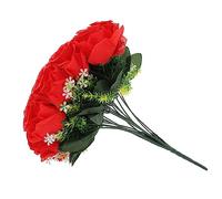 LAPYAPPE Bouquet de Roses Artificielles Rouges Têtes pour Cimetières Fleurs pour Décoration Funéraire Arrangement Élégant et Discret