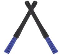 LAPYAPPE Brosse de Tambour en Nylon Bleu, 1 Paire avec Manche Antidérapant et Paquet de Rangement, Accessoire Professionnel pour Batterie et Percussion Facile à Transporter
