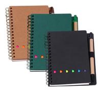 LAPYAPPE Carnet de Notes à Spirale Papier Offset Double Face Léger et 3 Pièces Bloc-notes Adhésif Style Simple en Cuir de Vache pour Bureau et École