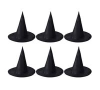 LAPYAPPE Chapeaux de Sorcière Accessoire Costume Solide en Tissu Oxford Lot de 6 Noirs Résistants Éléments Classiques et Forme Pointue pour Fête D'halloween