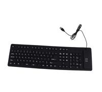 LAPYAPPE Clavier USB Enroulable Plat Silencieux pour Voyage Professionnel Compacte Silicone Noire 109 Touches Lavable Résistant à L’Huile