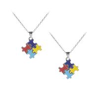 LAPYAPPE Collier Puzzle Autisme 2pcs Alliage Léger Réutilisable Présent D'anniversaire pour Personne Atteinte D'autisme Décoratif Unique