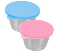LAPYAPPE Coupelles à Sauce Légères et Portables 70ml en Acier Inoxydable 2pcs avec Couvercle Récipients Pratiques Couleur Aléatoire pour Barbecues Cuisine pour Assaisonnement