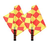 LAPYAPPE Drapeaux Arbitre de Football Poignée en Écume en Polyester Lot de 2 et Tige Métallique, Signalisation Sportive Antidérapante pour Match et Avertissement Trafic