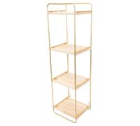 LAPYAPPE Étagère Murale sans Percer en Fer et Bois Doré, Rangement Multi-Niveaux pour Décoration Murale et Organisation des Cosmétiques et Objets Quotidiens