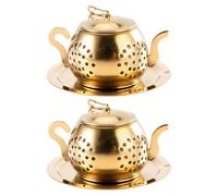 LAPYAPPE Infuseur à Thé en Acier Inoxydable Doré 2pcs, Mini Théière Facile à Nettoyer avec Chaînette, pour Table à Thé et Infusion Feuilles en Vrac