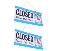 LAPYAPPE Kit de Signalisation des Heures D'ouverture 2pcs en Pvc Bleu avec Bande Métallique Suspendue, Panneau Ouvert et Fermé, Haute Visibilité pour Magasins et Écoles
