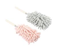 LAPYAPPE Lot de 2 Brosses à Poussière Ménagères en Microfibre Chenille Tête Flexible et Manche Télescopique pour Nettoyage Facile Maison