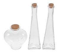 LAPYAPPE Lot de 3 Bouteilles en Verre Transparentes pour Rituel du Sable, Forme Cœur et Prisme, Bouchon de Liège, Décoration Mariage et Récipient à Vœux, 3 Pièces