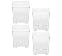 LAPYAPPE Lot de 4 Pots Carrés à Orchidées en Acrylique Transparent Pot de Pépinière Respirant Trous D’aération pour Plantes D’intérieur et Jardin Taille N°3 sans Soucoupe