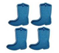 LAPYAPPE Moules en Silicone Forme Botte Western Lot de 4 pour Pendentifs Porte-clés Bleu, Adaptés aux Débutants et Artisans, pour Créations Résine de
