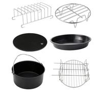 LAPYAPPE Plaques de Cuisson 20 Cm Ensemble de 6 Accessoires pour Friteuse à Air en Acier Inoxydable et Plateau à Pizza 8 Pouces, Ustensiles Cuisine pour Pâtisserie et Friture Maison