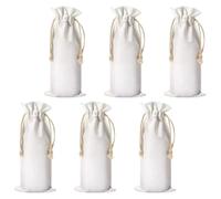 LAPYAPPE Pochettes pour Emballage Sécurisé Lot de 6 en Tissu Blanc pour Bouteille de Vin et Présent Élégant Cordon de Serrage Réutilisables Impression Claire