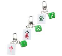 LAPYAPPE Porte-clés Compact et Robuste Mahjong Créatif en Résine et Métal, Lot de 3 Pièces Pendentif pour Paquet ou Porte-clés