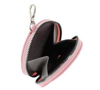 LAPYAPPE Porte-Monnaie Mini Porte-clés Multifonction Rond en PU Rose avec Fermeture Éclair Lisse Petite Pochette Élégante pour Organiser la Monnaie pour Femmes et Adolescentes