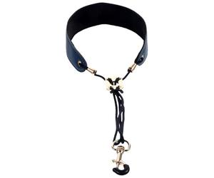 LAPYAPPE Sangle de Cou pour Saxophone en Cuir Bleu Réglable, Accessoire Confortable pour Clarinette et Saxophone, Charge pour Adultes et Étudiants