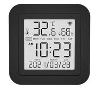 LAPYAPPE Thermomètre Intérieur Multifonction Écran Lcd, Hygromètre Intégré, Affichage Humidité et Température, Télécommande Wifi pour Maison, Couleur Noir