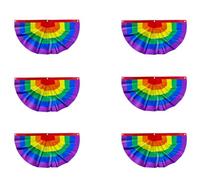 Lapyyne 6 PièCes Drapeau de Fan Plissé Fierté Bruant Arc-en-Ciel 1,5X3 Pieds BannièRe DéCorations Gay Fournitures de FêTe LGBTQ Fier DéCoration Murale, A