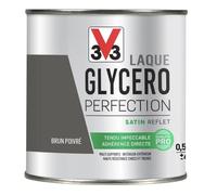 V33 Peinture Laque Glycéro Satin Brun Poivre 0,5L | Tendu impeccable, Adhérence directe, Multi-supports, Intérieur-Extérieur, Haute résistance taches et chocs