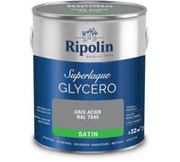 RIPOLIN - Peinture Laque Glycéro Intérieure/Extérieure - Boiseries et Structures Métalliques - Résistance Accrue - Durabilité Remarquable - Gris Acier Ral 7045 - Satin - 2L
