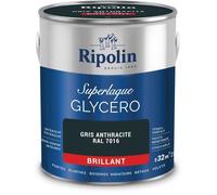 RIPOLIN - Peinture Laque Glycéro Intérieure/Extérieure - Boiseries et Structures Métalliques - Résistance Accrue - Durabilité Remarquable - Gris Anthracite Ral 7016 - Brillant - 2L