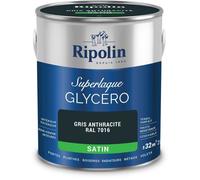 RIPOLIN - Peinture Laque Glycéro Intérieure/Extérieure - Boiseries et Structures Métalliques - Résistance Accrue - Durabilité Remarquable - Gris Anthracite Ral 7016 - Satin - 2L