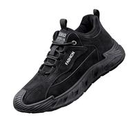 Laquieio Chaussures originales pour homme doublées de fourrure Sécurité légère avec pointe en acier Cadeaux personnalisés, Noir , 44 EU