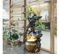 Lar Fontaine cascade rustique avec éclairage LED pour intérieur et extérieur Idéal pour la détente et l'ambiance